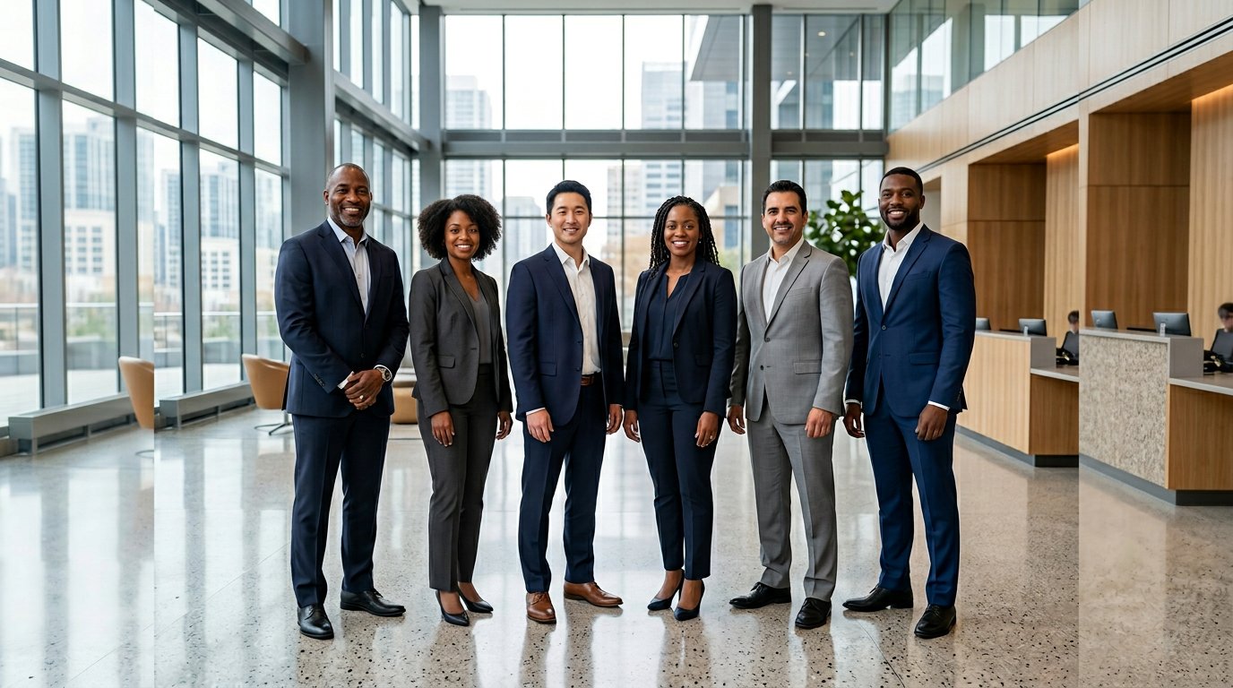 The Irvin Consults consulting team collaborating in the Lagos headquarters boardroom